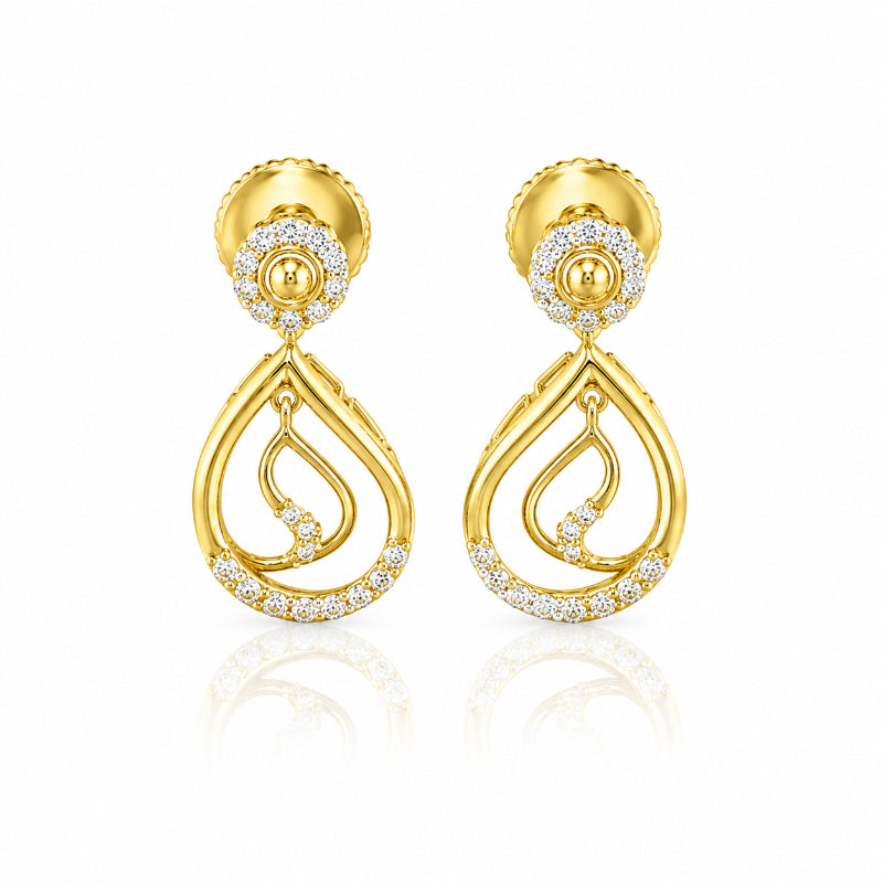 Yellow Gold Diamond Teardrop Earrings