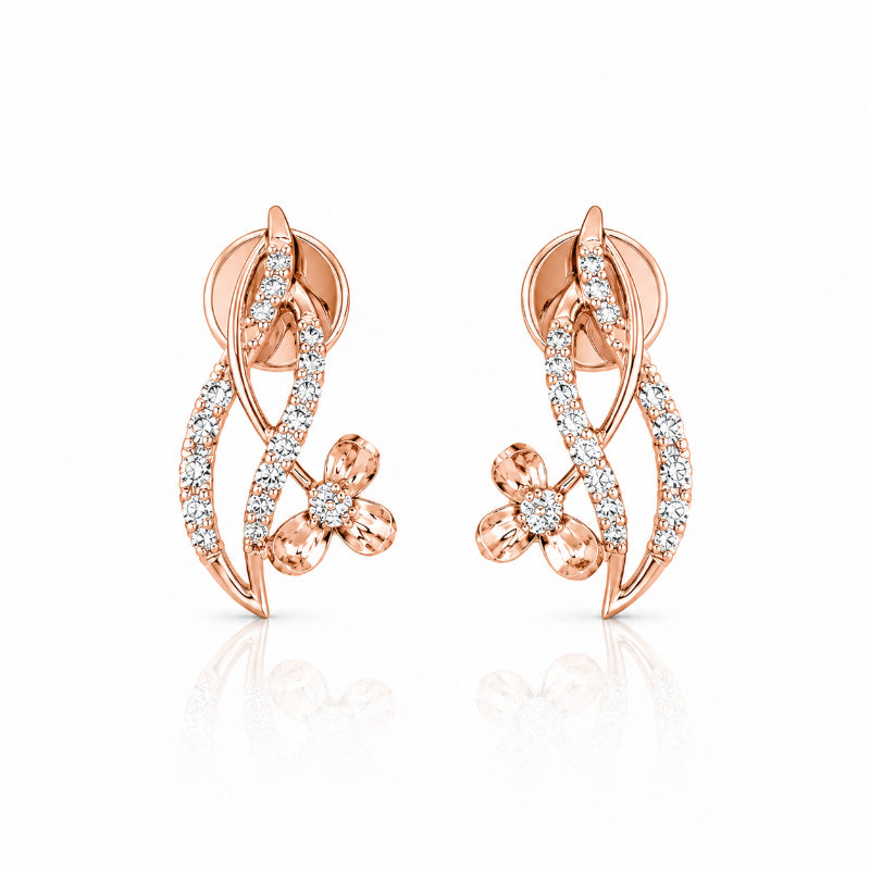 Rose Gold Diamond Blossom Earrings