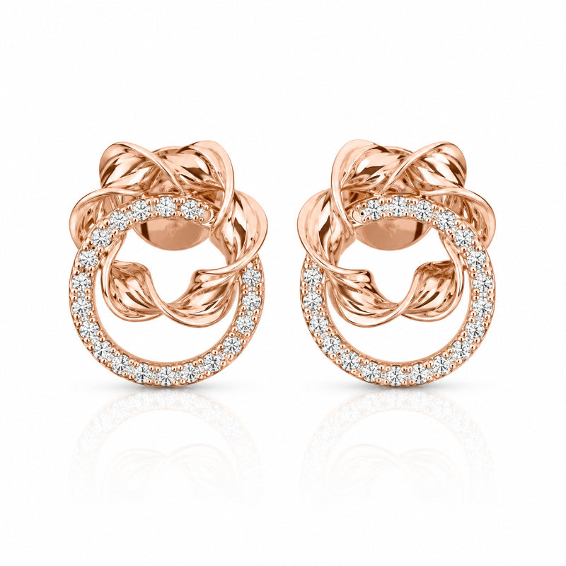 Rose Gold Diamond Infinity Bloom Earrings