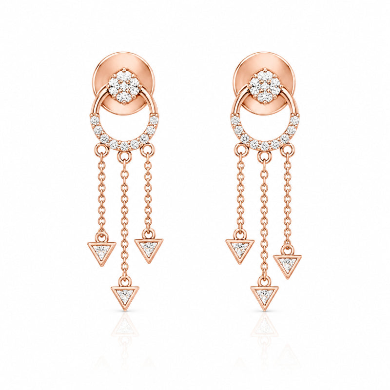 Rose Gold Diamond Cascade Earrings