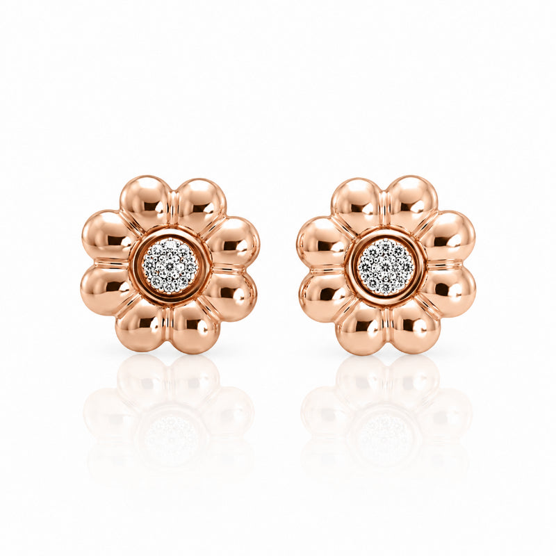 Rose Gold Diamond Daisy Earrings