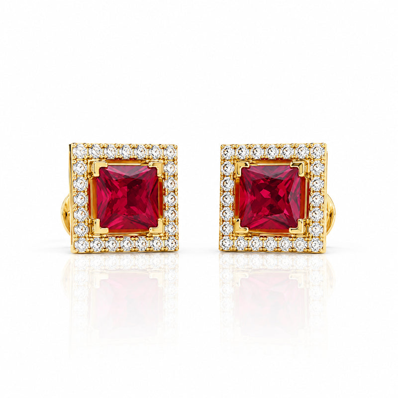 Ruby Radiance Diamond Stud Earrings
