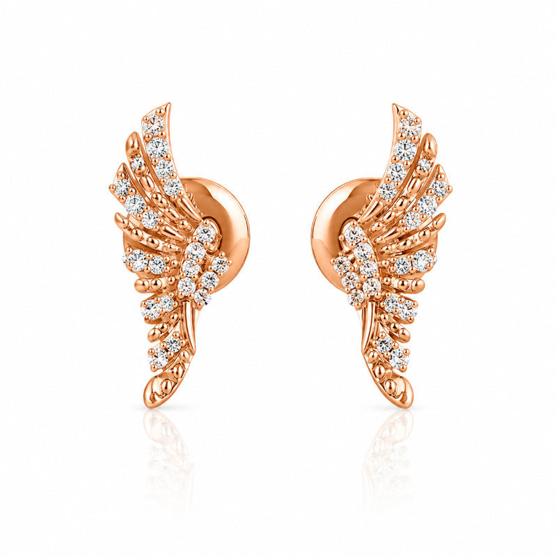 Rose Gold Diamond Angel Wing Earrings