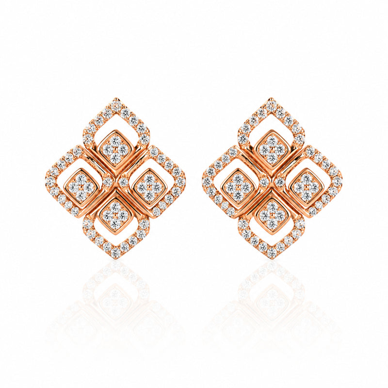 Rose Gold Geometric Diamond Earrings