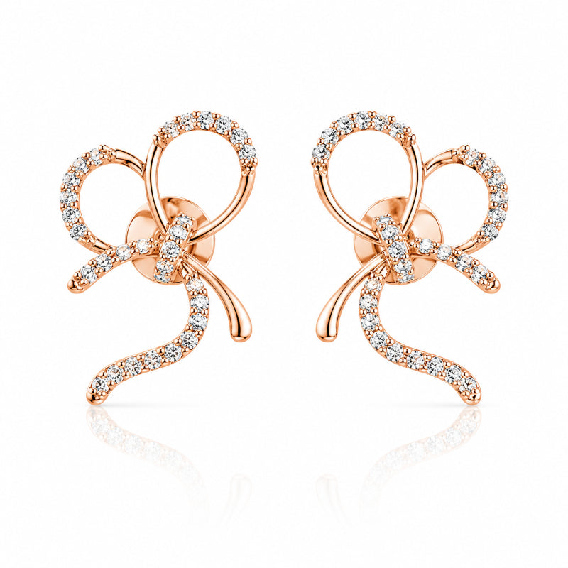 Rose Gold Diamond Bow Earrings