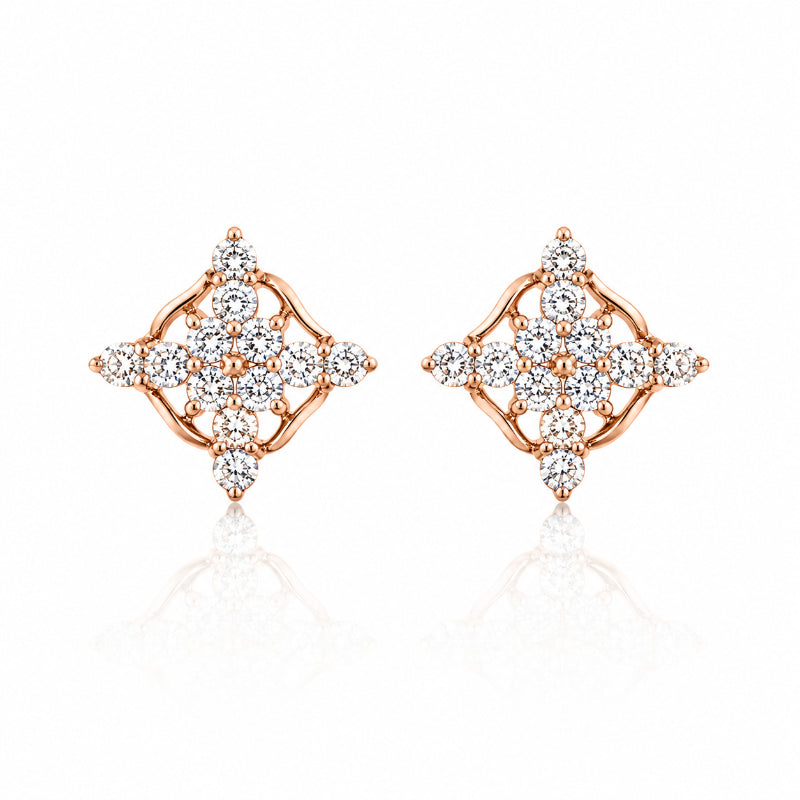 Rose Gold Diamond Clover Earrings