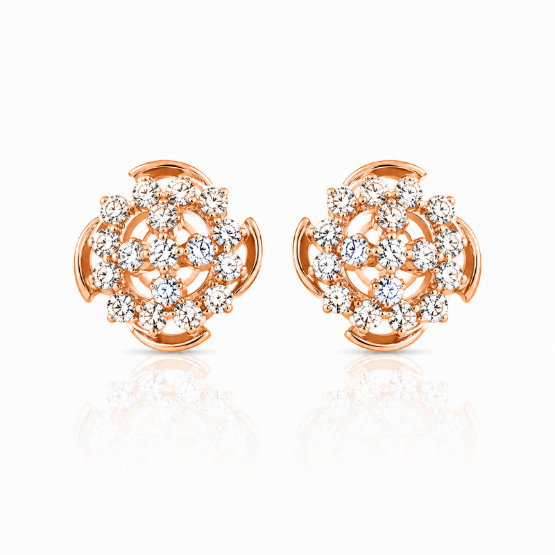 Rose Gold Diamond Rosette Earrings