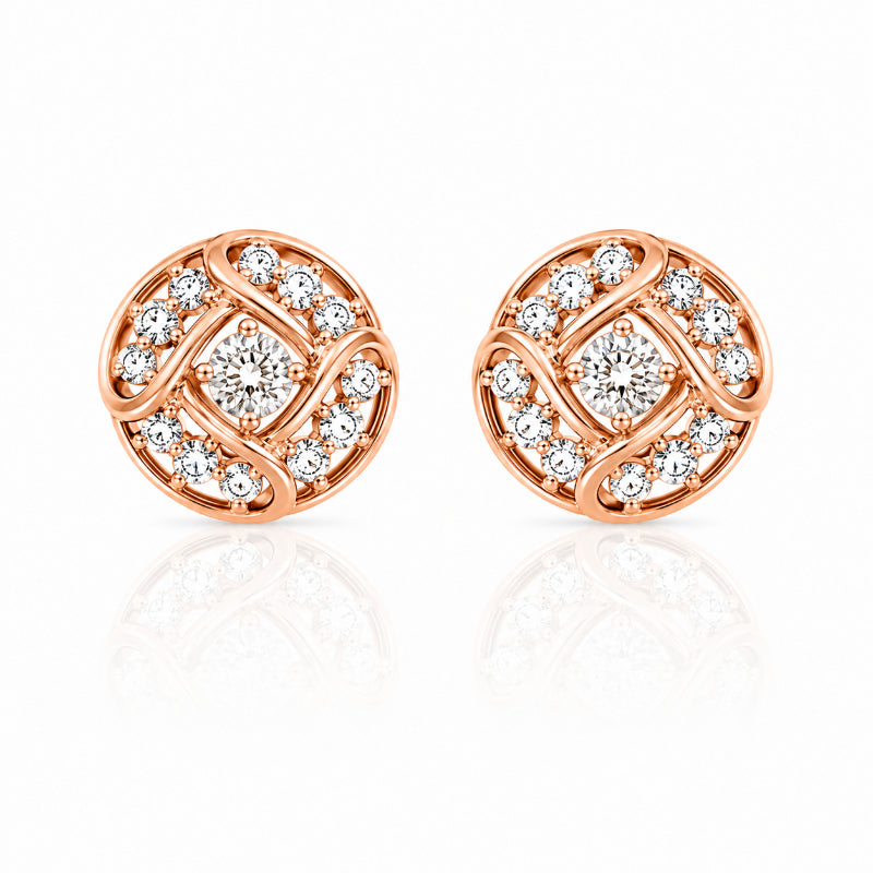 Rose Gold Diamond Swirl Earrings
