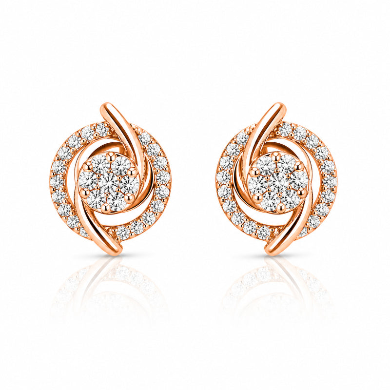 Rose Gold Diamond Orbit Earrings