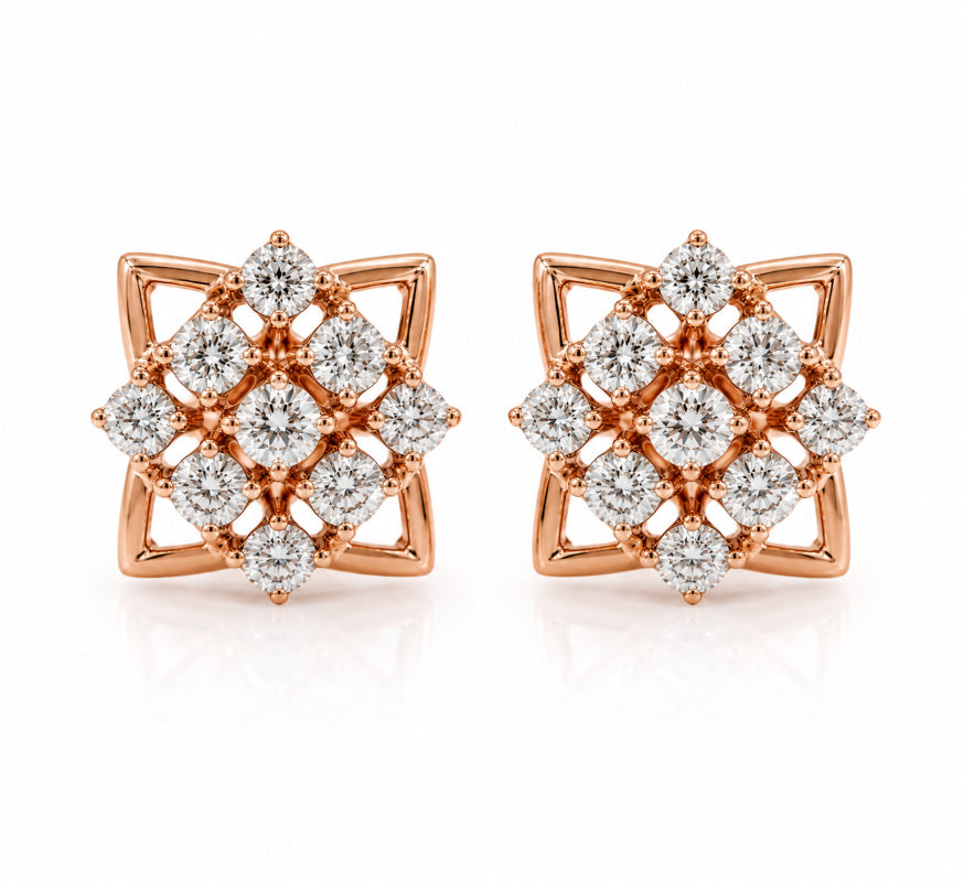 Rose Gold Diamond Lattice Earrings
