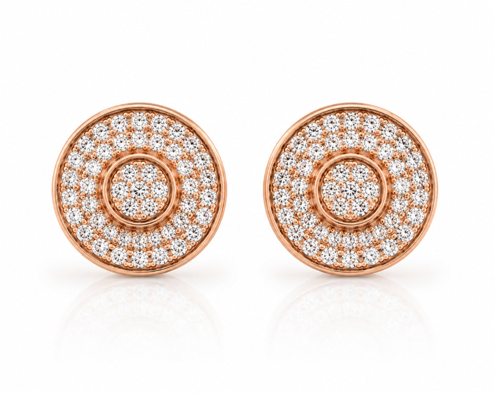 Rose Gold Diamond Halo Stud Earrings