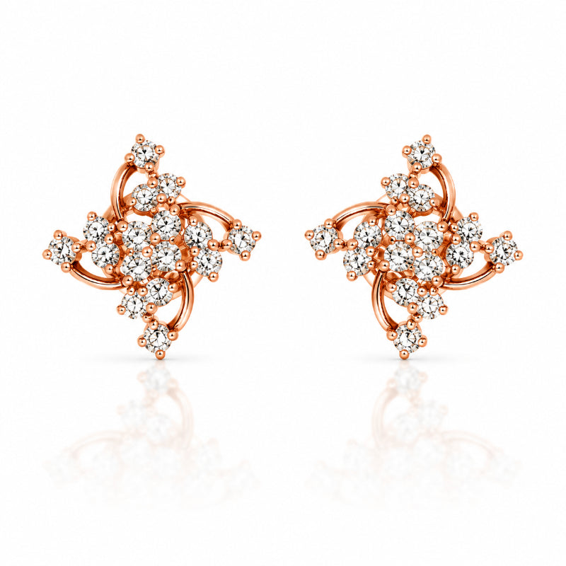 Rose Gold Diamond Starburst Stud Earrings