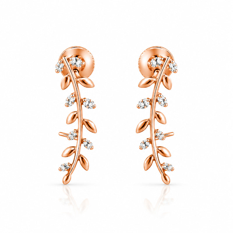 Rose Gold Diamond Vine Earrings
