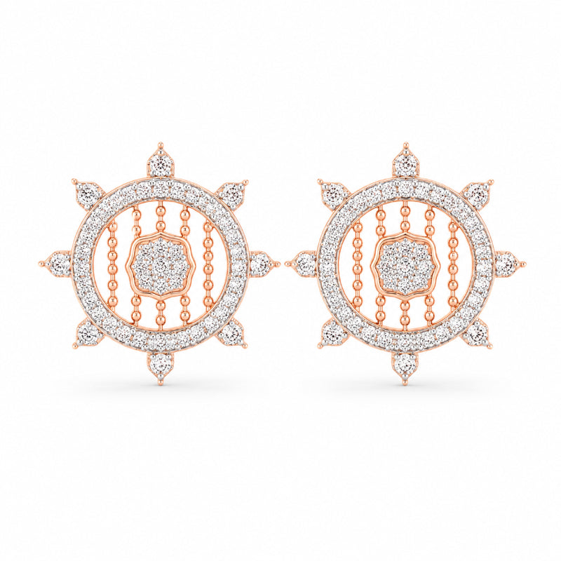 Rose Gold Halo Diamond Stud Earrings