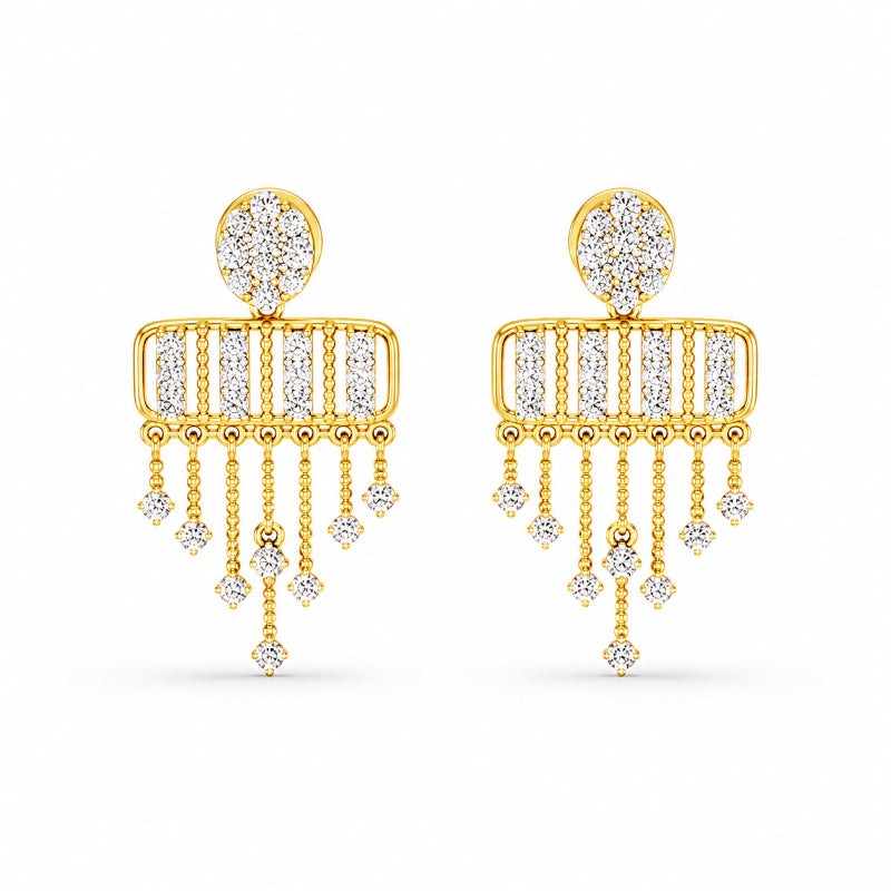 Elegant Diamond Tassel Drop Earrings