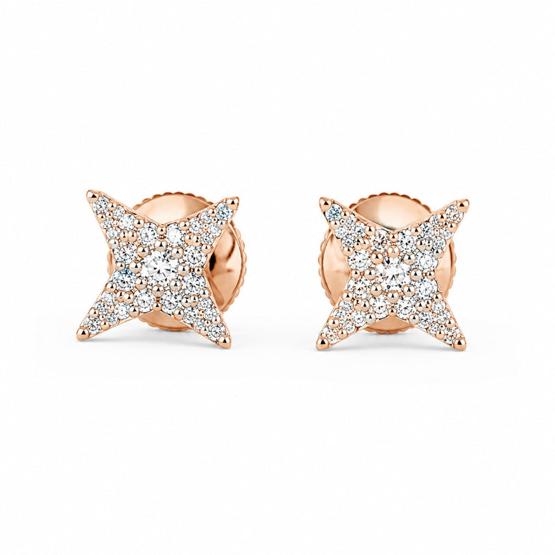 Radiant Star Diamond Stud Earrings