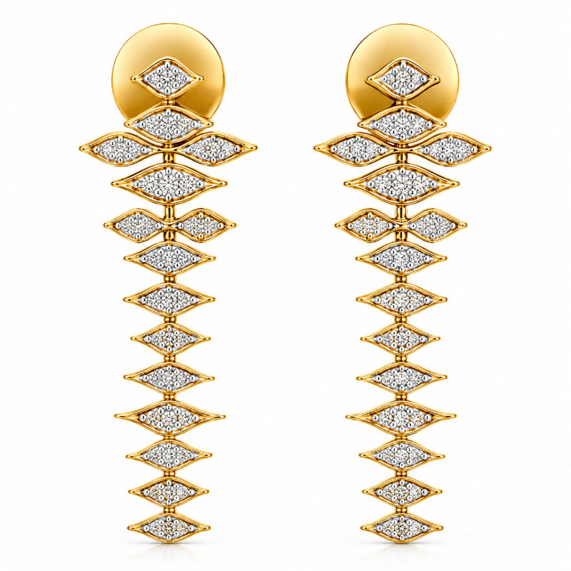 Elegant Marquise Shaped Diamond Linear Earrings
