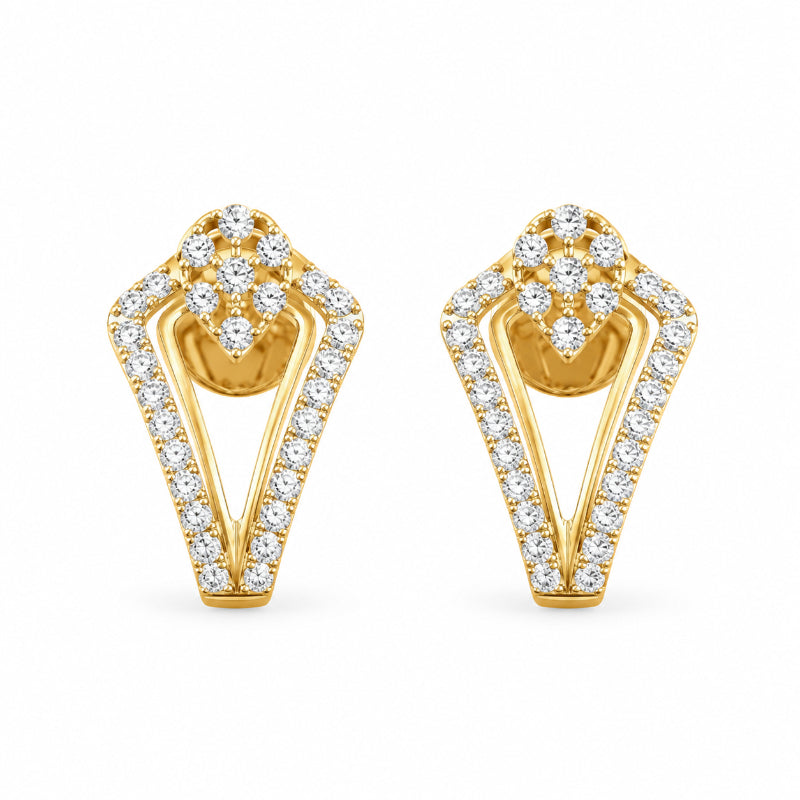 Modern Open Triangle Diamond Stud Earrings