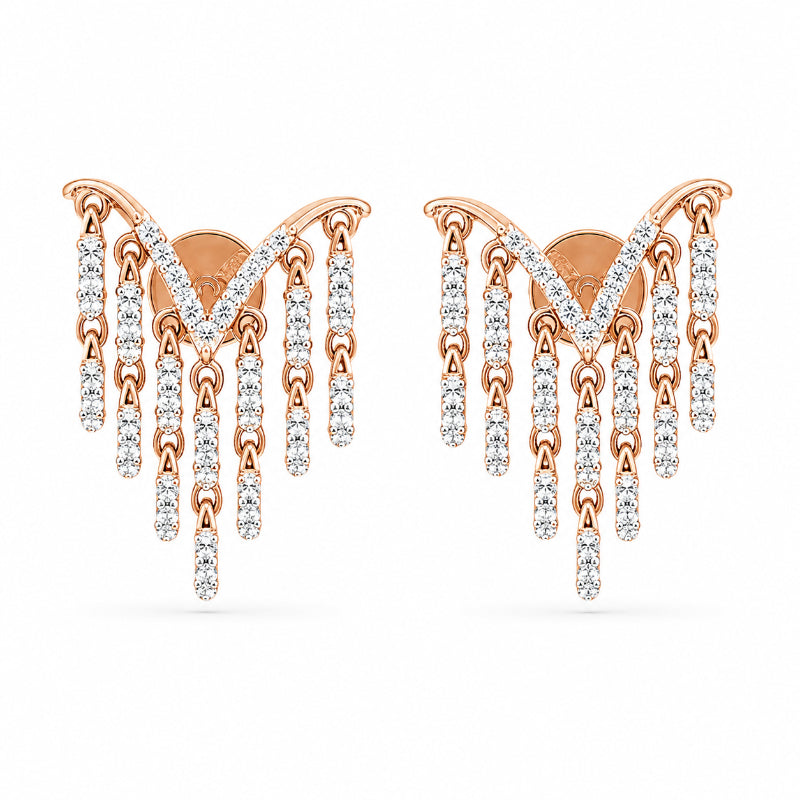 Rose Gold Diamond Fringe Drop Earrings