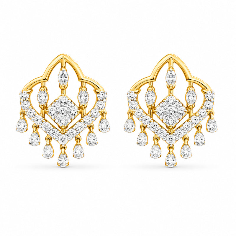 Diamond Chandelier Drop Stud Earrings