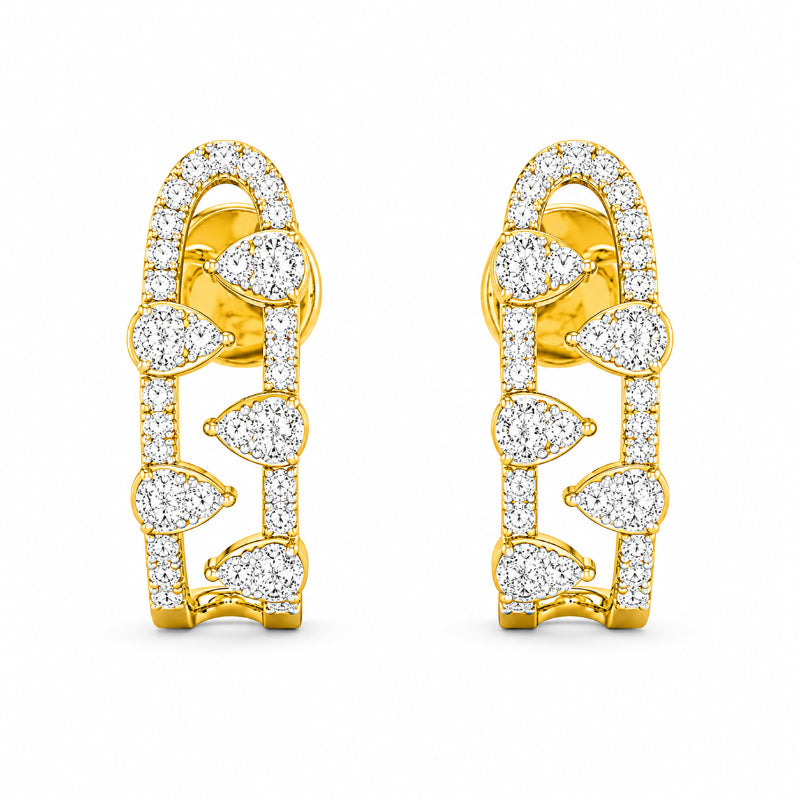 Diamond Pear Halo Huggie Earrings