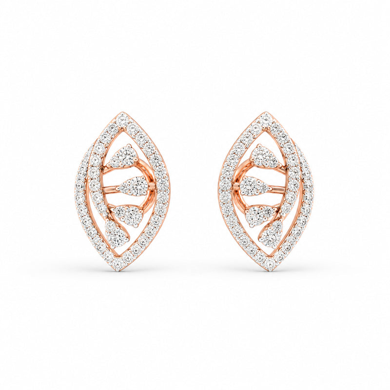 Celestial Pear Halo Diamond Stud Earrings