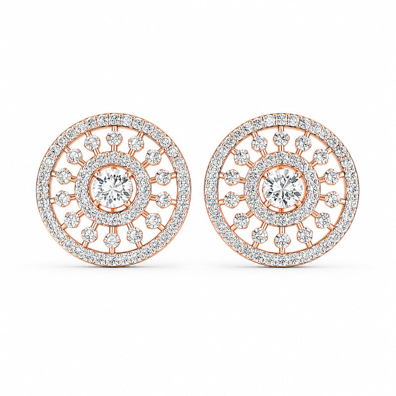 Rose Gold Diamond Radiance Circle Stud Earrings