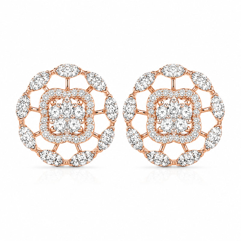 Rose Gold Diamond Medallion Earrings