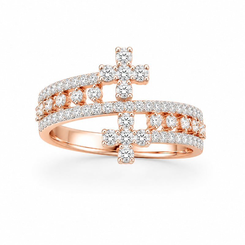 Rose Gold Diamond Crossfire Ring