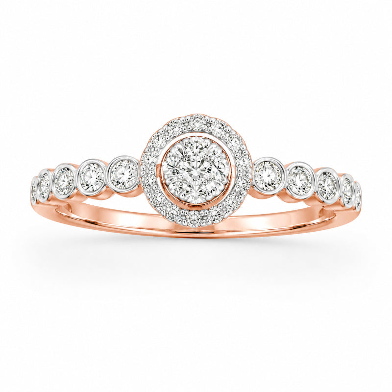 Rose Gold Diamond Halo Charm Ring