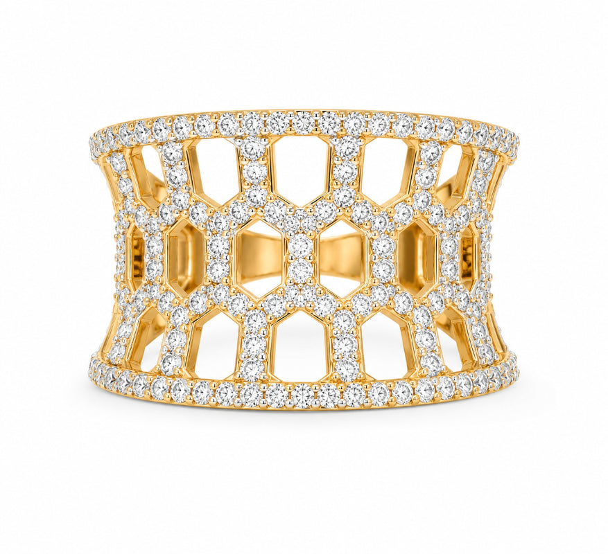 Diamond Honeycomb Statement Ring