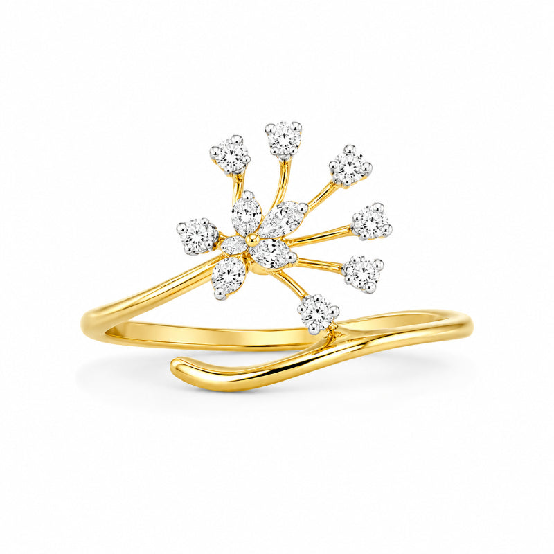 Diamond Floral Spray Ring
