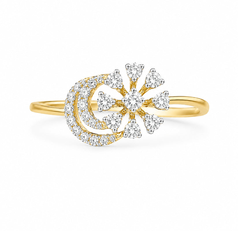 Diamond Crescent Bloom Ring