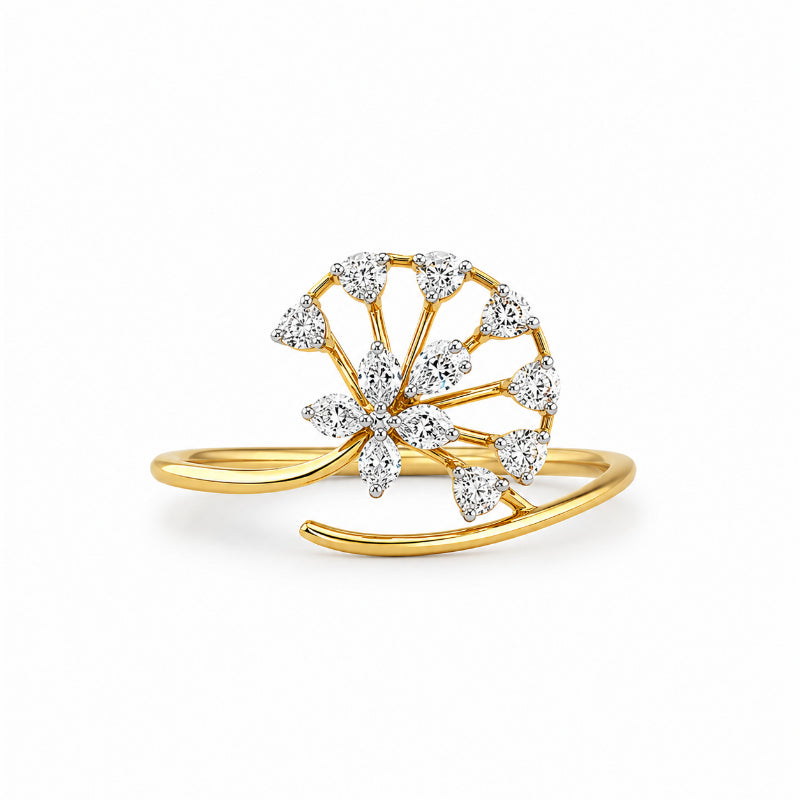 Diamond Peacock Bloom Ring
