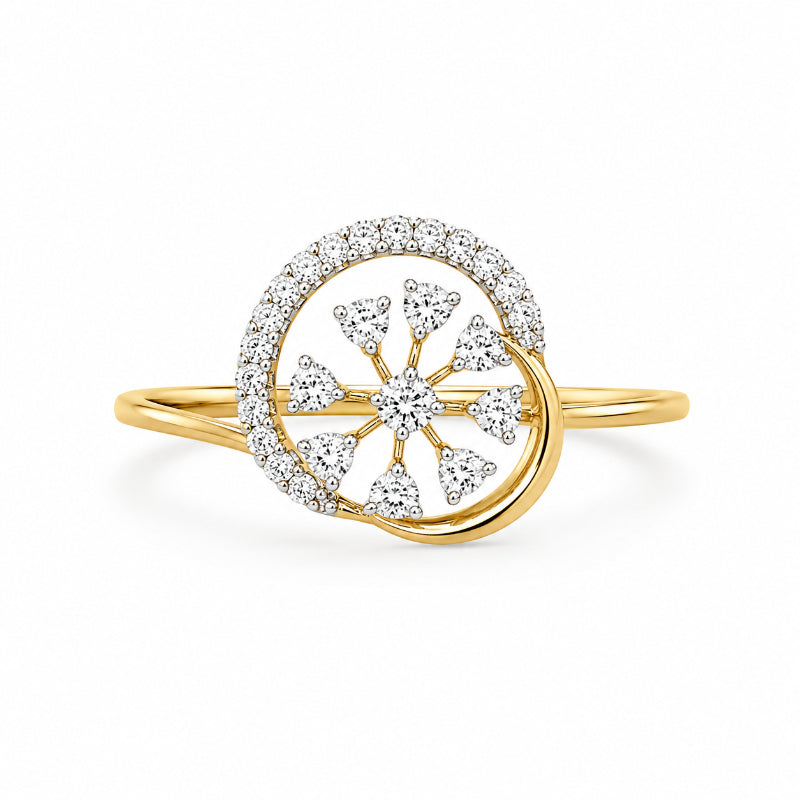 Diamond Crescent Blossom Ring