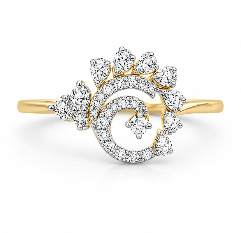 Diamond Spiral Bloom Ring