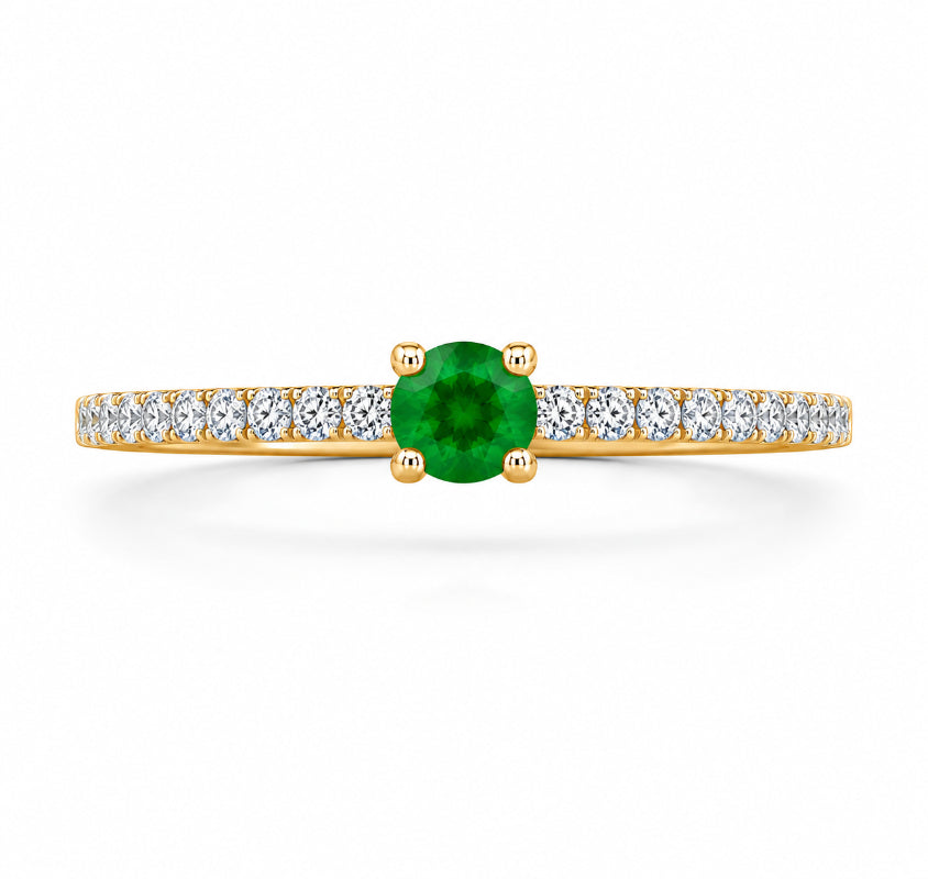 Emerald Solitaire Diamond Band