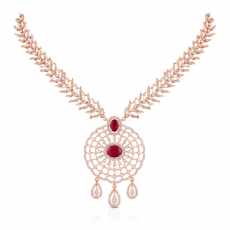 Ruby Royale Diamond Pendant Necklace