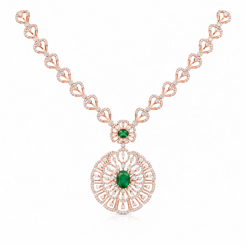 Emerald Radiance Diamond Pendant Necklace