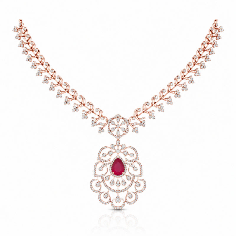 Ruby Royale Diamond Pendant Necklace