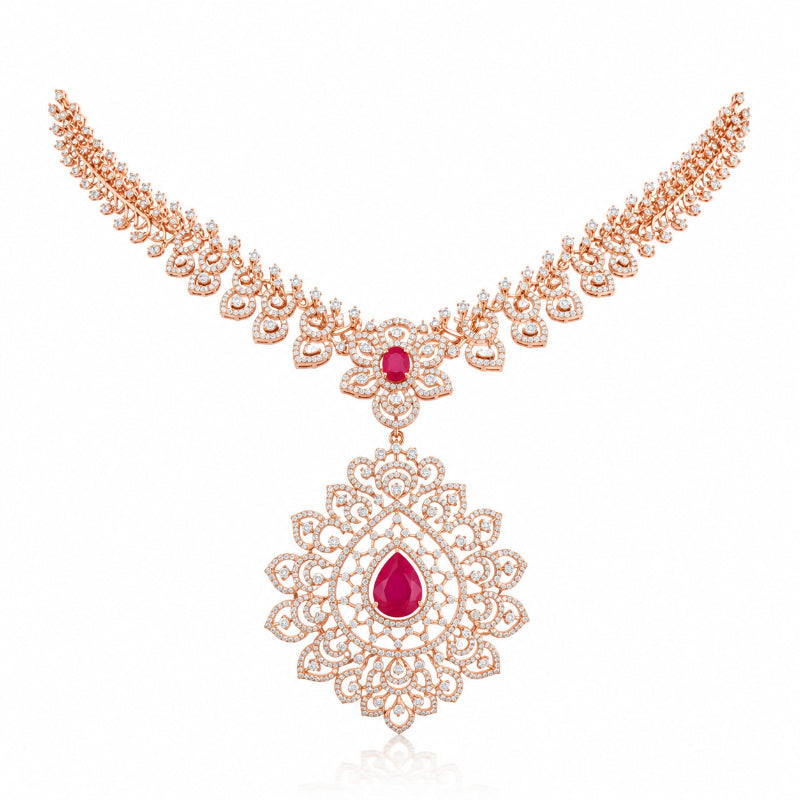 Majestic Ruby Lace Diamond Necklace