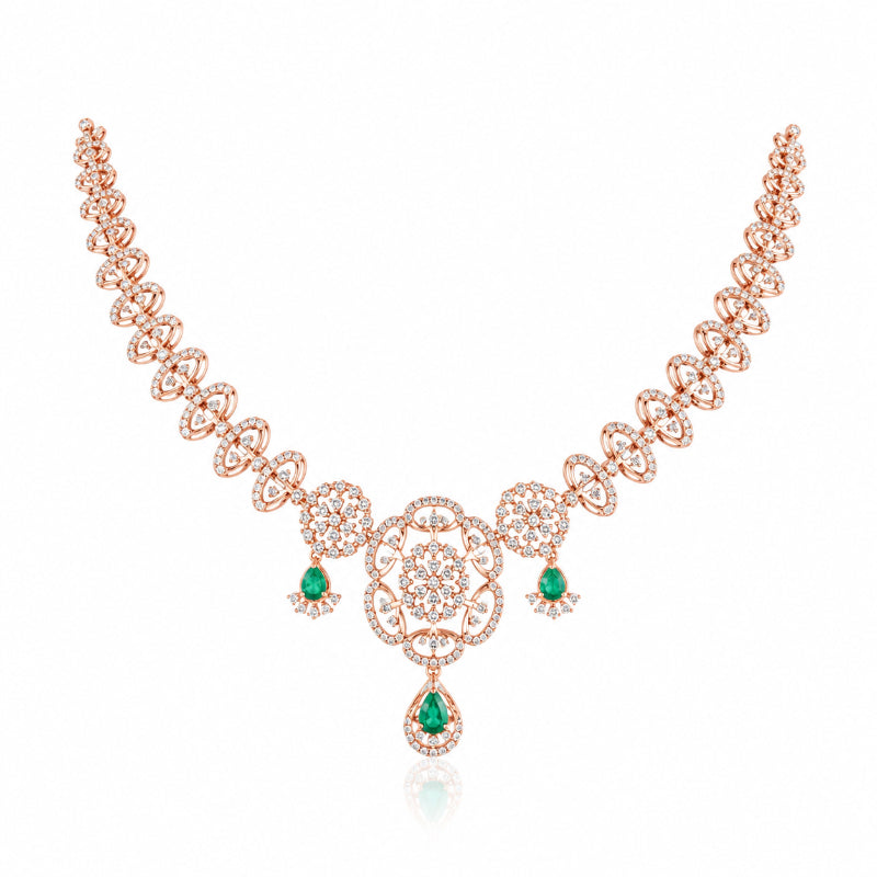 Emerald Blossom Diamond Necklace
