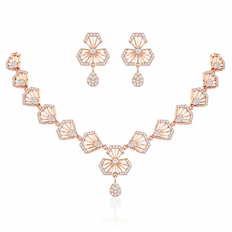 Radiant Fan Diamond Necklace Set
