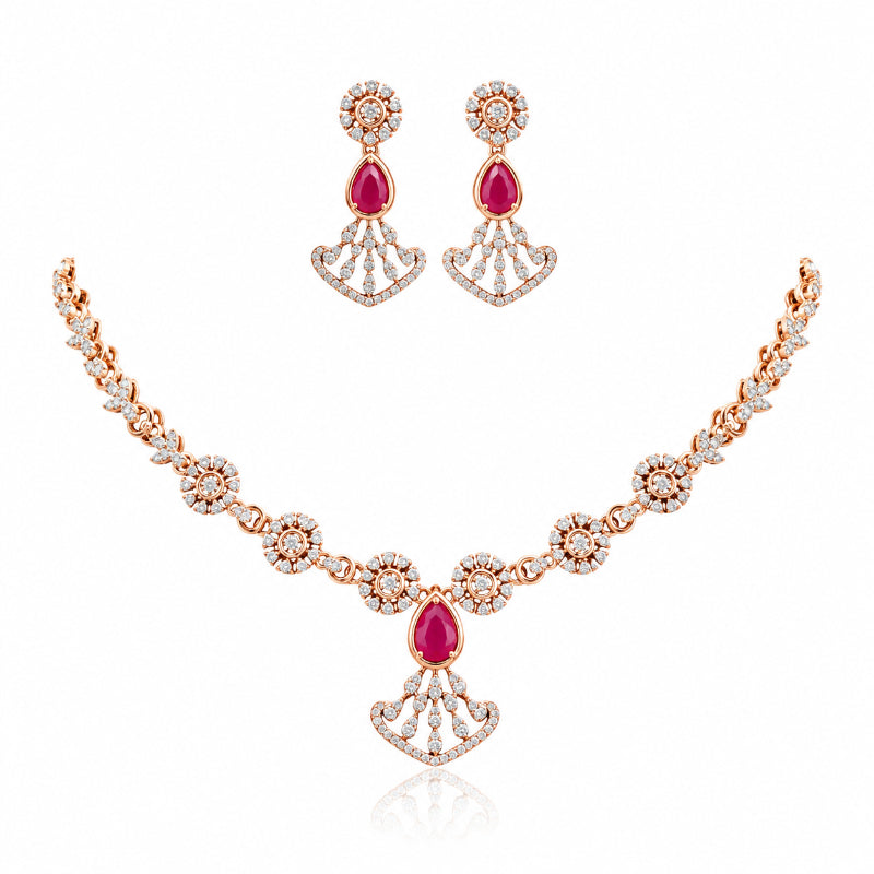 Ruby Rose Diamond Necklace Set