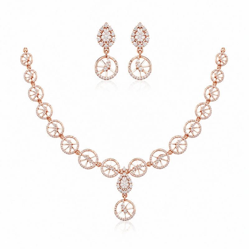 Celestial Circle Diamond Necklace Set