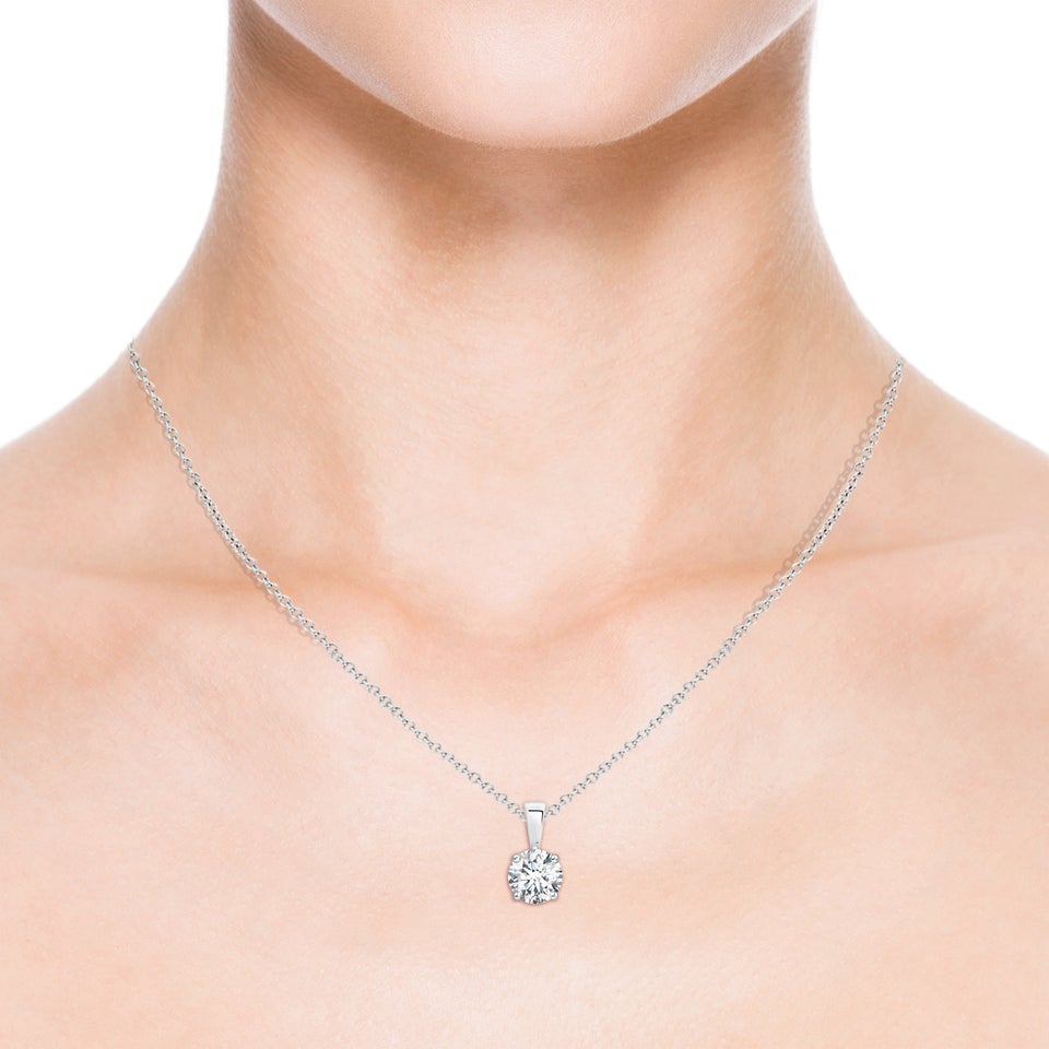 Classic Solitaire Prong-Set Round Lab-Grown Diamond Pendant
