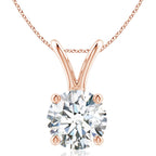 Prong-Set Round Lab-Grown Diamond Solitaire V-Bale Pendant