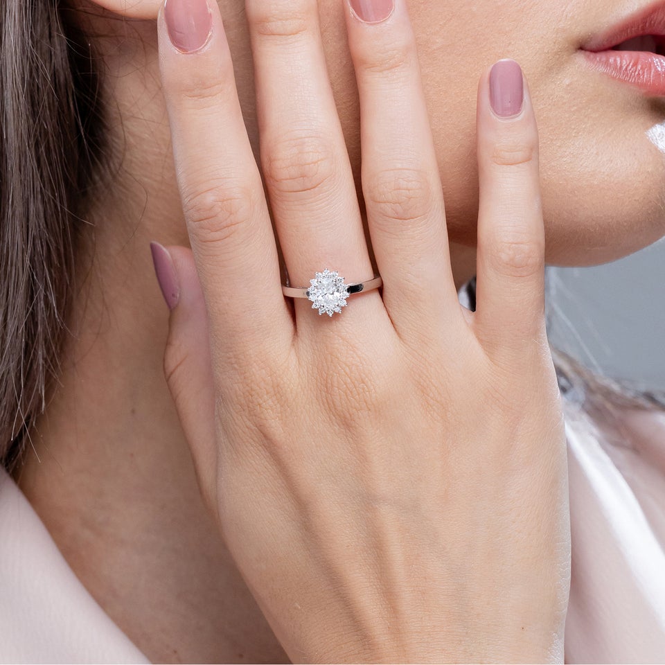 Lab-Grown Diamond Curved Floral Ring