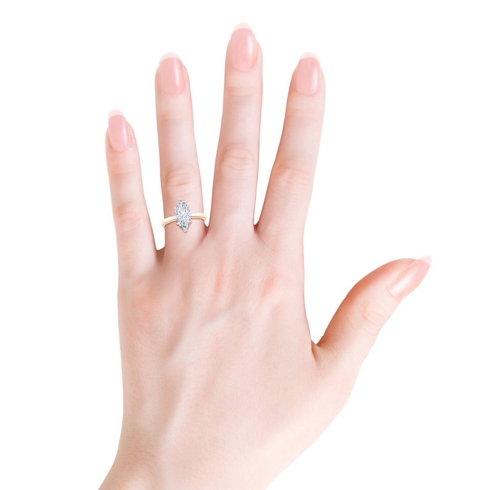 Lab-Grown Marquise Diamond Reverse Tapered Shank Solitaire Engagement Ring