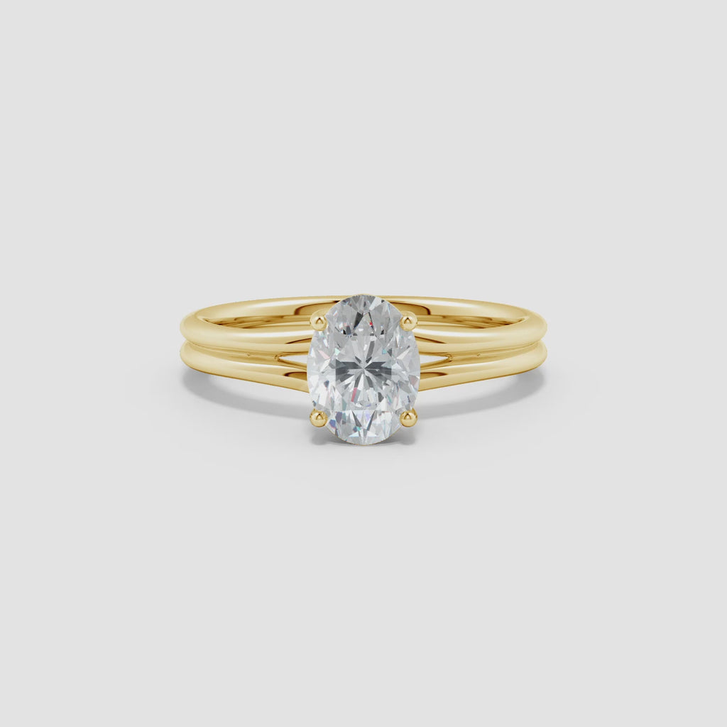 Lab-Grown Oval Diamond Double Shank Solitaire Engagement Ring